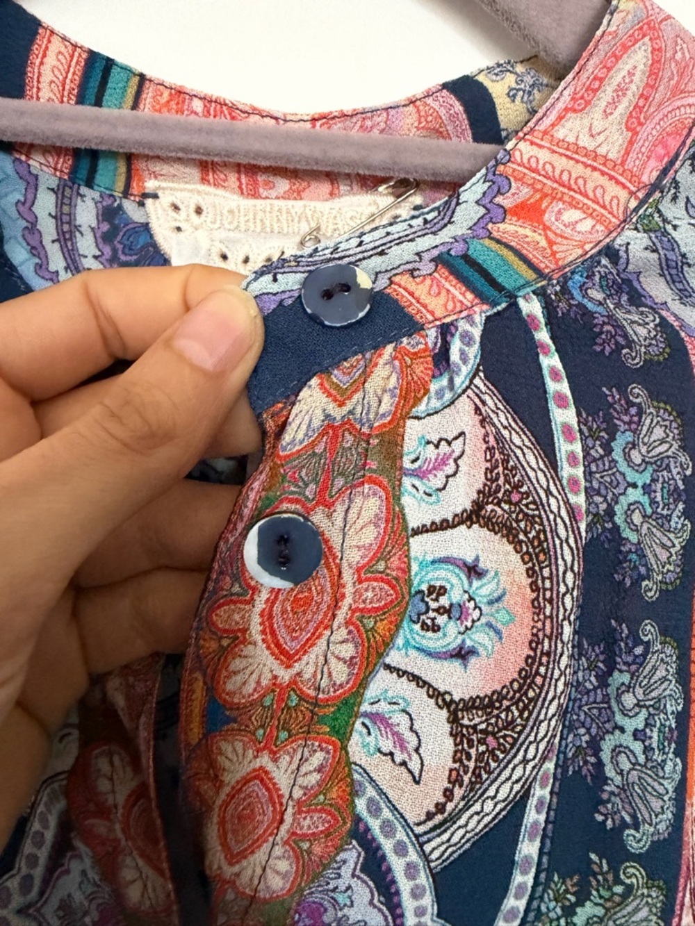 Johnny Was Onda button-down blouse 
colorful paisley - 2XS - Picture 6 of 10